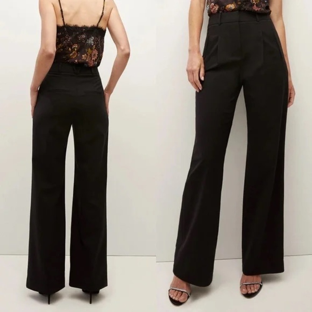 NWOT Veronica Beard Size 8 Ollie High Waist Wide Leg Pants - Black - Picture 1 of 12